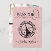 Pink Paris Passport日付カードの保存 セーブザデート (正面/裏面)