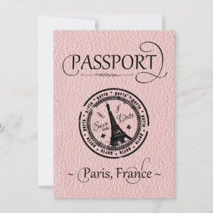 Pink Paris Passport日付カードの保存 セーブザデート