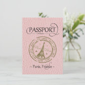 Pink Paris Passport日付カードの保存 セーブザデート (スタンド正面)