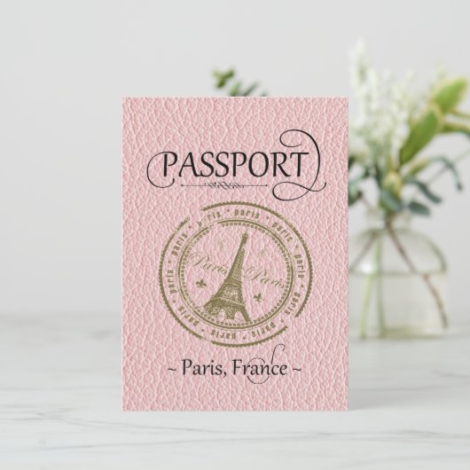 Pink Paris Passport日付カードの保存 セーブザデート (スタンド正面)