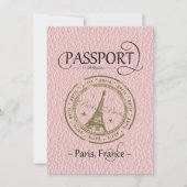 Pink Paris Passport日付カードの保存 セーブザデート (正面)