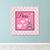 Pink Paris Sign Wall Art キャンバスプリント (インサイチュ (ウッドフロア))