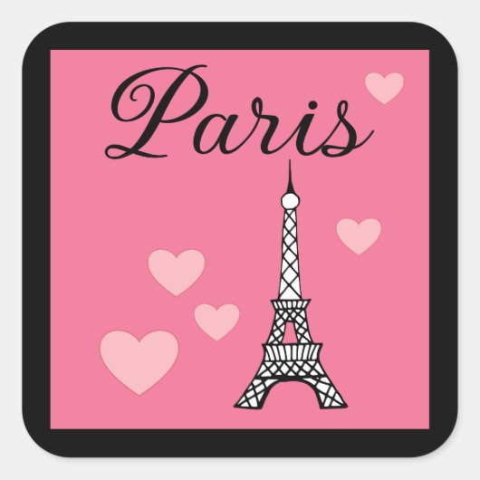 Pink Paris Stickers スクエアシール (正面)