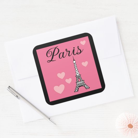 Pink Paris Stickers スクエアシール (封筒)