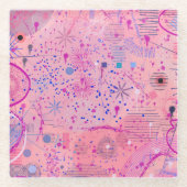 Pink Party Maximalist Art ガラスコースター (正面)