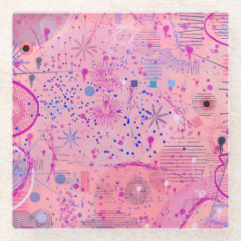 Pink Party Maximalist Art ガラスコースター