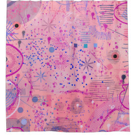 Pink Party Maximalist Art シャワーカーテン