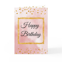 Pink Pastel Birthday Card with Gold Frame and Tins
