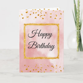 Pink Pastel Birthday Card with Gold Frame and Tins カード