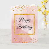 Pink Pastel Birthday Card with Gold Frame and Tins カード (黄色い花)