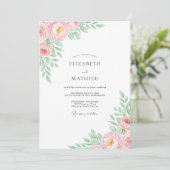 Pink Pastel Bloom Romance Wedding 招待状 (スタンド正面)