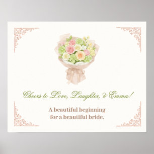pink pastel bouquet Elegant ポスター