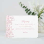 Pink Pastel Chinoiserie Floral Baby Registry Card エンクロージャーカード (スタンド正面)
