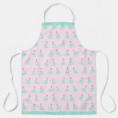 Pink Pastel Christmas Apron - Christmas Tree Theme エプロン (正面)