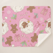 Pink Pastel Christmas Black Santa & Ballerina シェルパブランケット (正面(横))