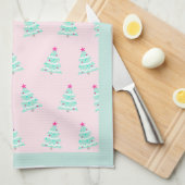Pink Pastel Christmas Kitchen Towel キッチンタオル (四つ折り)