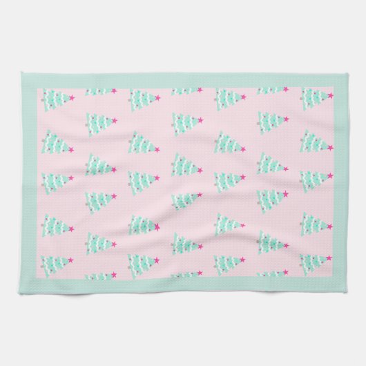 Pink Pastel Christmas Kitchen Towel キッチンタオル (横)