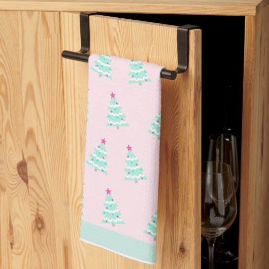Pink Pastel Christmas Kitchen Towel キッチンタオル (三つ折り)