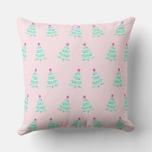 Pink Pastel Christmas Throw Pillow クッション (裏面)