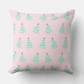 Pink Pastel Christmas Throw Pillow クッション (正面)