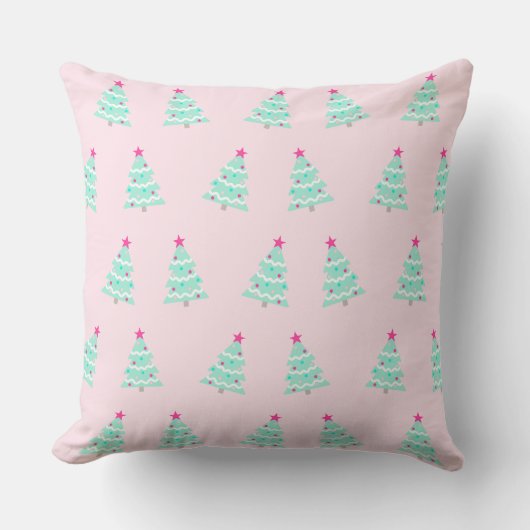 Pink Pastel Christmas Throw Pillow クッション (正面)