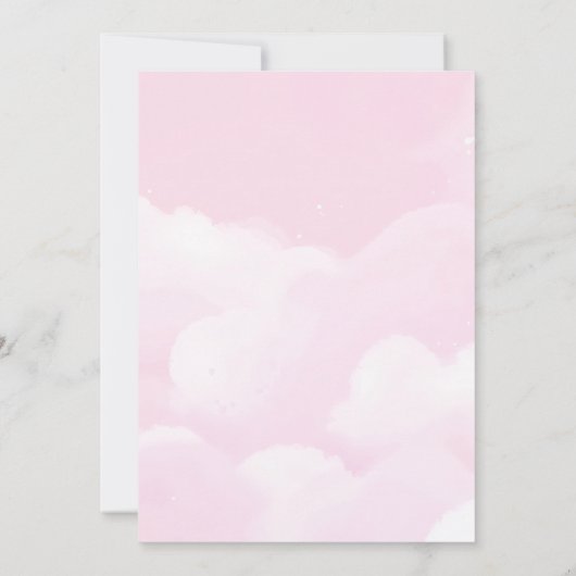 Pink Pastel Cloud Nine Birthday 招待状 (裏面)