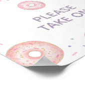 Pink Pastel Donut Birthday Favors Sign ポスター (角)