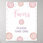 Pink Pastel Donut Birthday Favors Sign ポスター (正面)