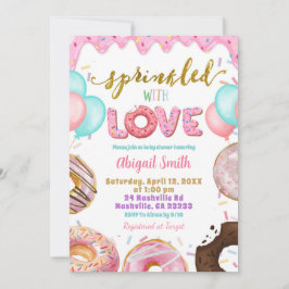 Pink Pastel Donuts Baby Sprinkle Invitation 招待状