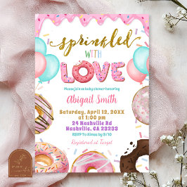 Pink Pastel Donuts Baby Sprinkle Invitation 招待状