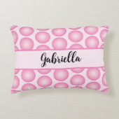 Pink Pastel Dots Elegant Script Name アクセントクッション (正面)
