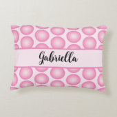 Pink Pastel Dots Elegant Script Name アクセントクッション (裏面)