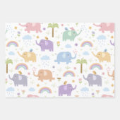 Pink Pastel Elephant Pattern for Little Girl Party ラッピングペーパーシート (正面)