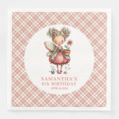 Pink Pastel Fairy Floral 5th Birthday Party Napkin (正面)