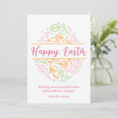 Pink Pastel Floral Easter Egg Happy Easter Card シーズンカード (スタンド正面)