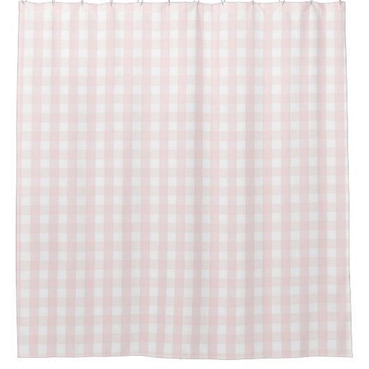 Pink Pastel Gingham Pattern Modern Farmhouse シャワーカーテン (正面)