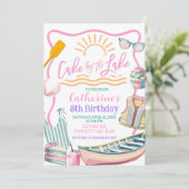 Pink pastel girl Lake party birthday invitation 招待状 (スタンド正面)