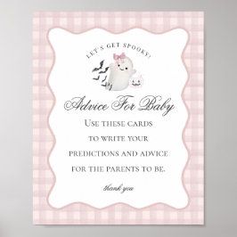 Pink Pastel Little Boo Ghost Advice for Baby Sign ポスター