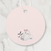 Pink Pastel Little Boo Ghost Baby Shower Circle フェイバータグ (裏面)
