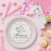 Pink Pastel Little Boo Ghost Baby Shower Dessert ペーパープレート (パーティー)