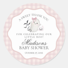 Pink Pastel Little Boo Ghost Baby Shower Favor ラウンドシール