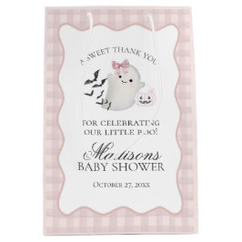Pink Pastel Little Boo Ghost Baby Shower Favors ミディアムペーパーバッグ