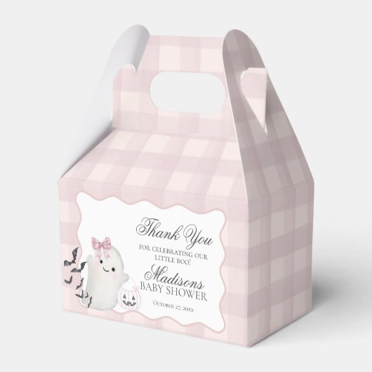 Pink Pastel Little Boo Ghost Baby Shower Gable フェイバーボックス (正面サイド)