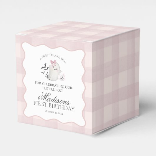 Pink Pastel Little Boo Ghost Birthday Party Gable フェイバーボックス (正面サイド)