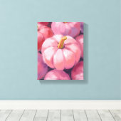Pink Pastel Pumpkins Watercolor Painting キャンバスプリント (インサイチュ (ウッドフロア))