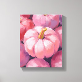 Pink Pastel Pumpkins Watercolor Painting キャンバスプリント