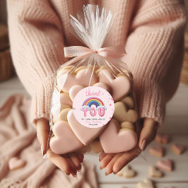 Pink Pastel Rainbow Birthday Thank You ラウンドシール