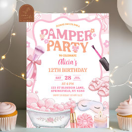 Pink Pastel Retro Spa Pamper Party Birthday 招待状
