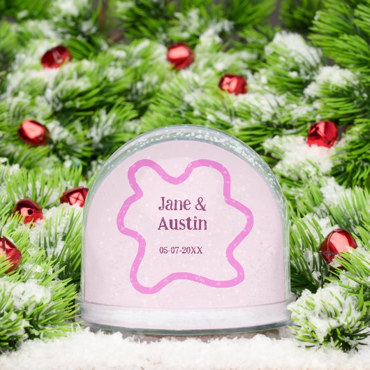 Pink pastel retro wedding border frame name date (クリスマス)