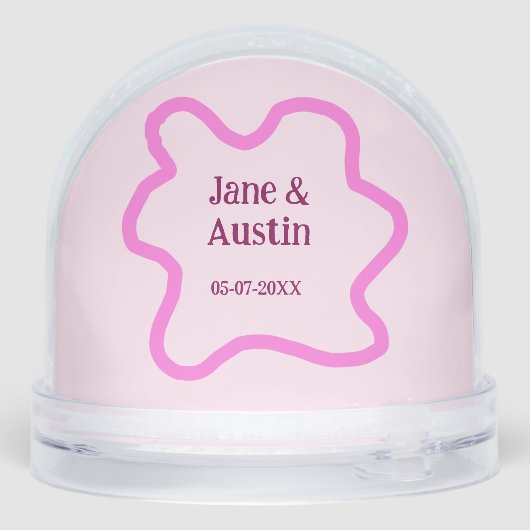 Pink pastel retro wedding border frame name date (裏面)